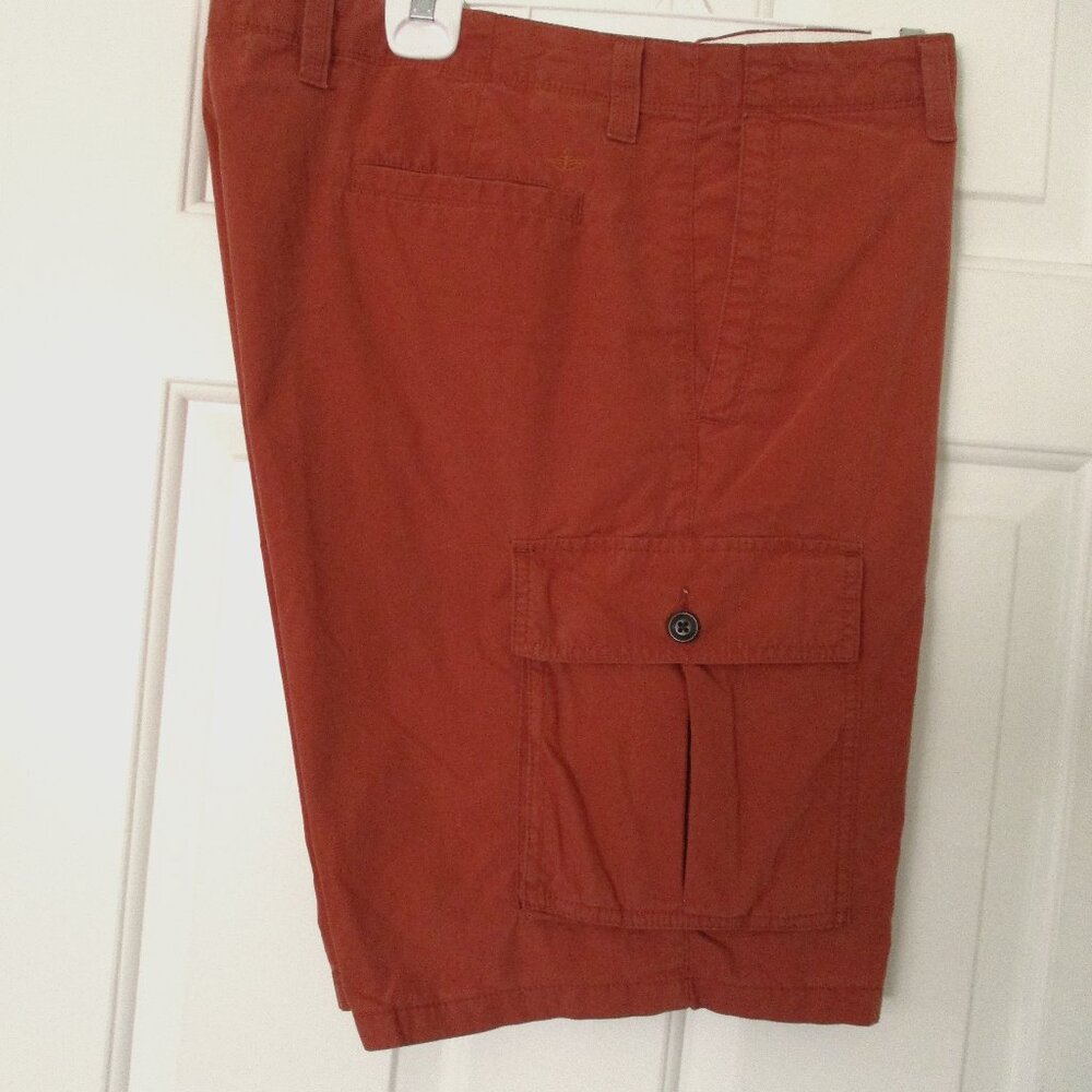 Dockers Mens Flat Front Pumpkin Orange Cotton 6-Pocket Cargo Short Pant NWOT-40W